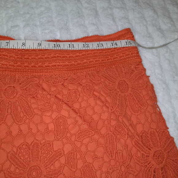 Orange lace midi skirt with lining - Picture 5 of 11
